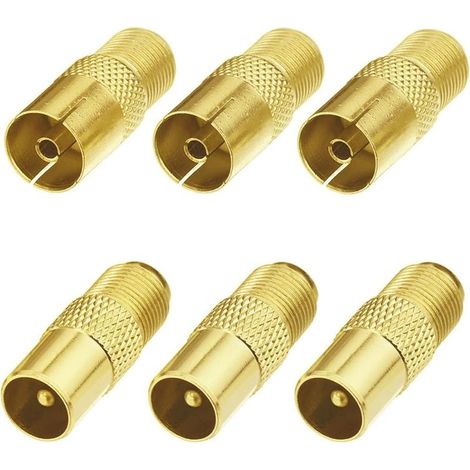 6 Pièces Coupleur Coaxial, Adaptateur Type F vers CEI, Connecteur Antenne TV Satellite, Pour Récepteur et Téléviseur (1/5)