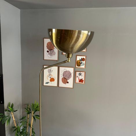 Lampadaire Rovik Métal Moderne E27 Largeur 37 cm Abat-jour Réglable Tablette Variateur