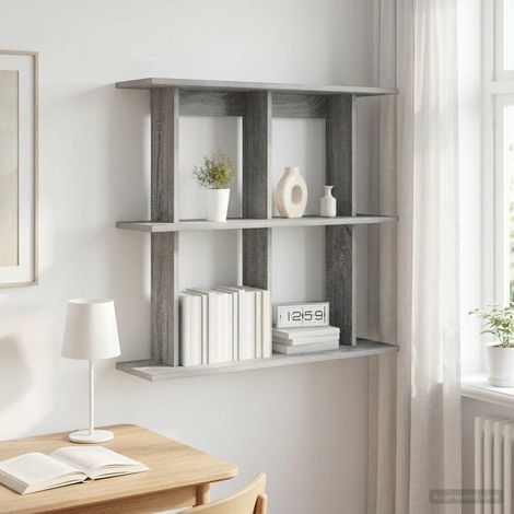 vidaXL Wall Shelf Wall-Mounted Grey Sonoma 80 x 20 x 75 cm (1/5)
