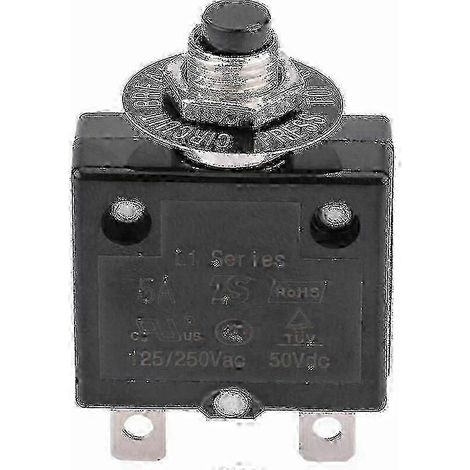 Disjoncteur thermique 5A-30A avec réarmement par bouton-poussoir et protection contre les surcharges, alimentation CA 125-250V/CC 50V. (1/5)