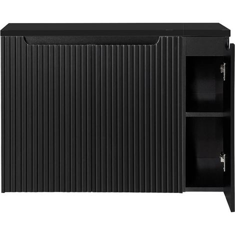 Mobile Sottolavabo NEWPORT da Parete con 3 Ante e Ripiano 100x60x40 cm - Nero [en.casa]