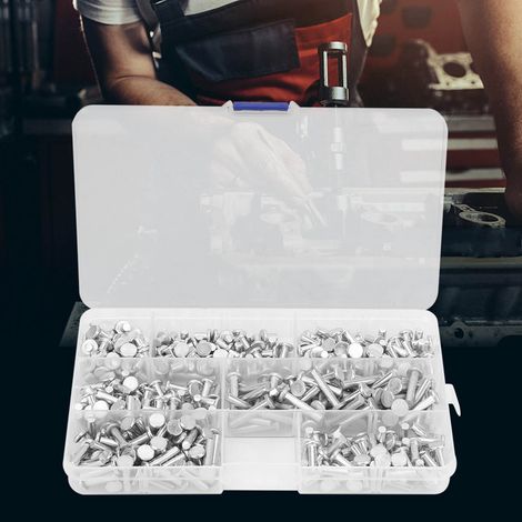 350 rivets en aluminium massif à tête plate, M4, en boîte (1/5)
