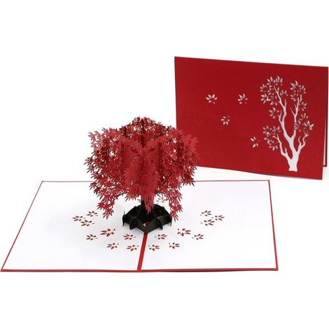 Tarjeta de felicitación de San Valentín desplegable en 3D con diseño romántico de arce. (1/5)