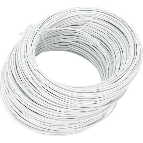 Bobine de fil d'attache de 0,75 mm x 50 m, en fer galvanisé revêtu de PVC, pour la fixation de barres d'armature et de câbles à fibres optiques, blanc. (1/5)