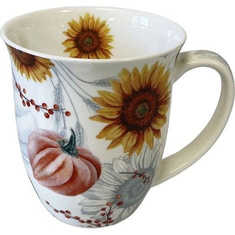Tasse en Porcelaine Fine - Tournesols et Citrouilles (1/2)