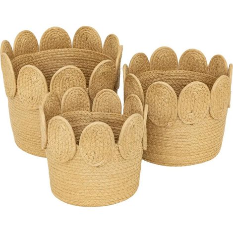 Lot de 3 Paniers Déco "Inuit Dreams" 29cm Naturel (1/4)