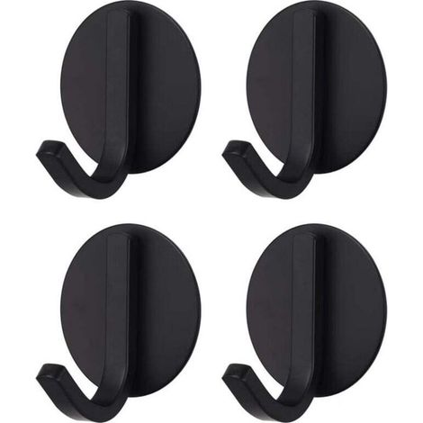 Ganchos adhesivos resistentes, acero inoxidable negro (4 piezas) - Toallero -Crezuo