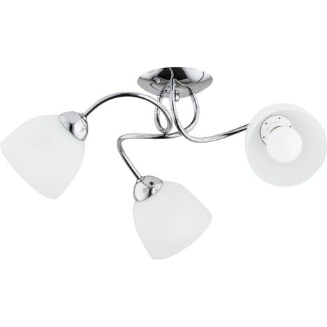Plafonnier moderne chrome 3 globes blancs E27 Silia (1/2)
