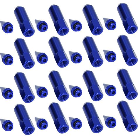 Écrous de roue universels M12x1,5, 20 pièces, jantes de course, 90mm, alliage d’aluminium, pointes avec clé douille, bleu (1/5)