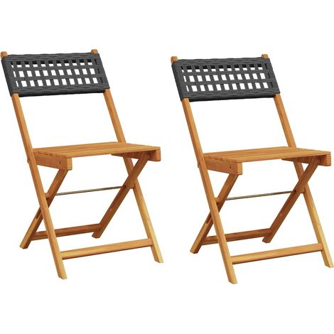 Maison Exclusive - Klappstühle, 2 Stück, schwarz, Massivholz Akaz (1/5)