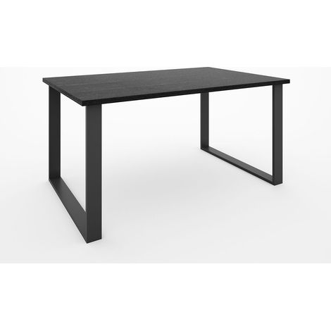 Bureau droit individuel 150 cm noir Lisie (1/2)