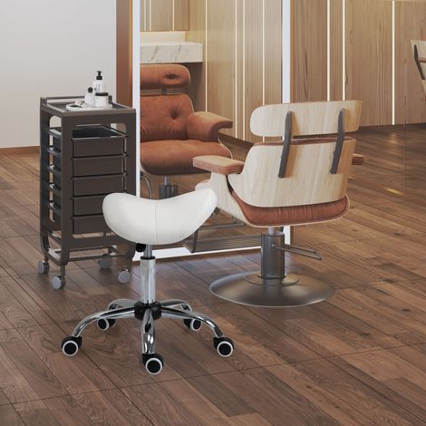 Tabouret de travail en selle avec roulettes et hauteur réglable pour salons de coiffure et tatouages, 52x53x49-61cm Beige (1/5)