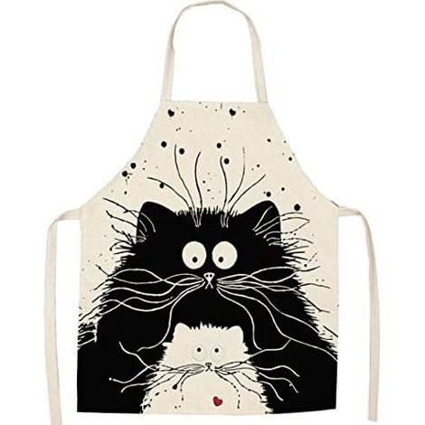 Niedliche Unisex-Küchenschürze mit Cartoon-Motiv, A-Fiori cat2 Grillschürze (1/5)