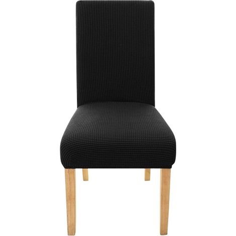 Crezuo Stretch-Jacquard-Hochzeitsstuhlhusse, waschbar für den Innenbereich, preisgünstig, schwarz, für Esszimmer - Crezuo