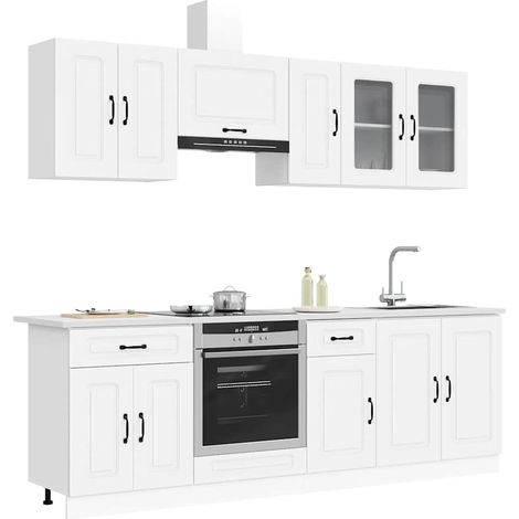 vidaXL Ensemble d'armoires cuisine 8pcs Kalmar blanc bois d'ingénierie (1/5)