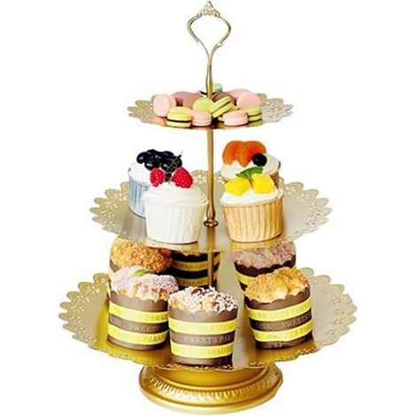 Présentoir à cupcakes à 3 étages, tour de présentation pour desserts, stable, grande capacité, montage facile, plateau de service à étages, articles de fête