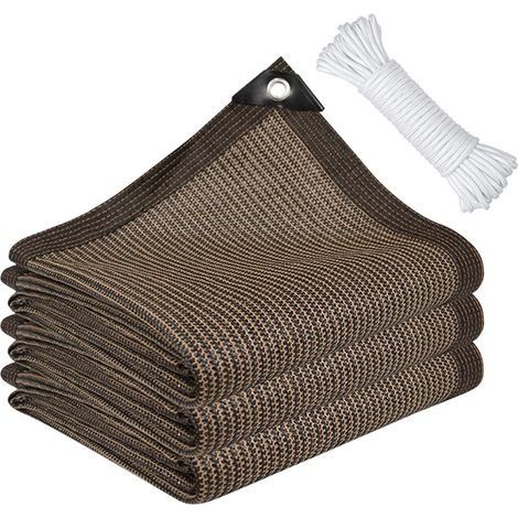 Filet d'ombrage à œillets, filet de protection solaire en PEHD, auvent avec corde de 4 m, filet d'ombrage durable pour jardin, filet d'ombrage anti-UV pour serre (Marron, 5 x 4 m) (1/5)