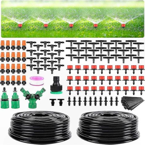 Gewächshaus-Bewässerungsset, 30 m automatisches Tropfbewässerungssystem mit verstellbarem 1/2-Zoll-Schlauch und 1/4-Zoll-Absperrventil für Gartenbewässerungslösungen (1/5)