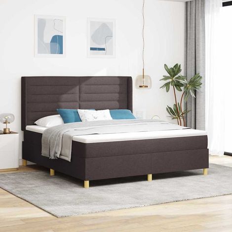 vidaXL Cama tipo Box Spring con tiras LED Marrón 180 x 200 cm tela (1/5)
