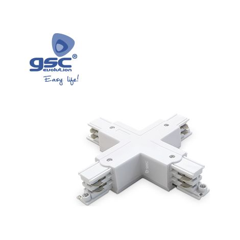 Conector forma 3 vias para foco carril LED Blanco