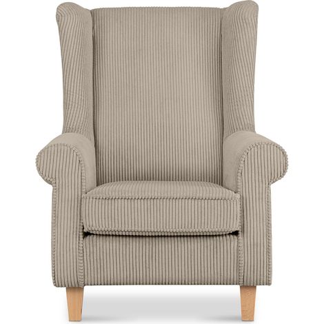 KONSIMO Klassische Sessel MILES Gepolsterter und Sitzhocker, Beige, Stoff, Classic, 82x105x97 cm (1/5)