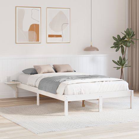 Cadre de lit Blanc 140 x 190 cm Pin massif vidaXL (1/5)