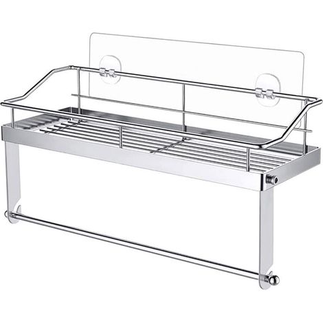 Support Adhésif Pour Rouleau De Papier Essuie-Tout - Étagère De Rangement Murale - Acier Inoxydable SUS 304 - Sans Perçage - 32 X 11 X 7 cm - 1 Pièce (1/5)