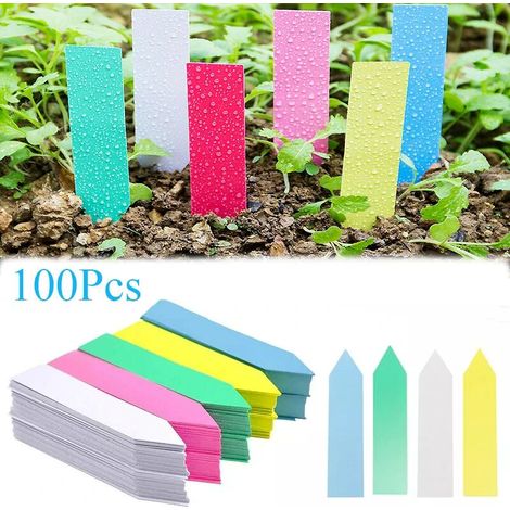 Lot de 100 étiquettes pour plantes de jardin, accessoires pour plantes, pots de fleurs, étiquettes en plastique, étiquettes pour pépinière, étiquettes pour plateaux, outils de bricolage, 5 x 1 cm, ble (1/5)