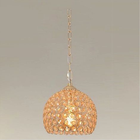 TRADE SHOP - Lampadario Sospeso Tondo Cupola Lampada Mezza Sfera Cristalli Luce E27 Oro 32354 - (1/3)