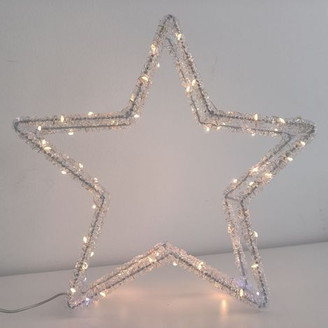 Estrella Luminosa de Navidad 80 Leds Luz Cálida 3000k y 10 Leds Efecto Flash Luz Azul