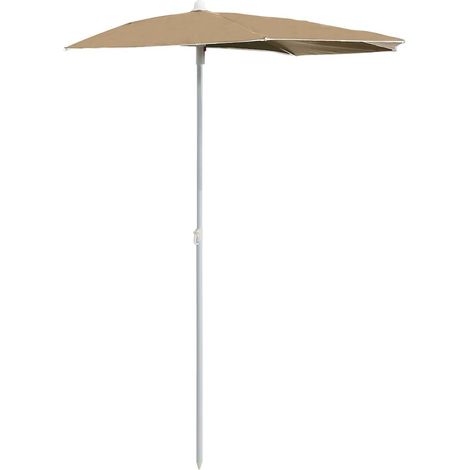 Maison Exclusive - Halb-Sonnenschirm mit Mast 180x90 cm Taupe (1/5)
