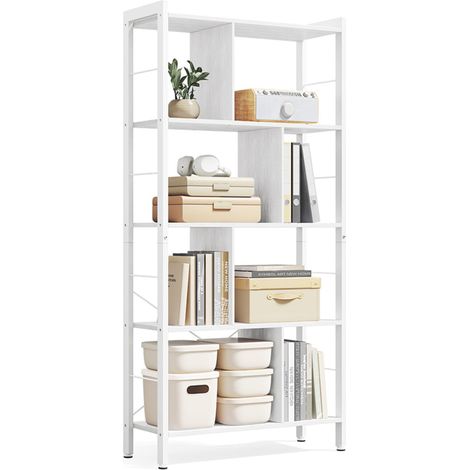 Libreria in stile industriale scaffale a 4 ripiani mobile contenitore autoportante per soggiorno o ufficio facile da montare struttura stabile in ferro stile industriale bianco 120004231