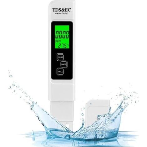 Testeur de qualité de l'eau, pH-mètre 4 en 1, TDS et EC, thermomètre avec écran LCD, haute précision (résolution 0,01), pour eau potable, piscines, aquariums, culture hydroponique (ne peut pas tester (1/3)