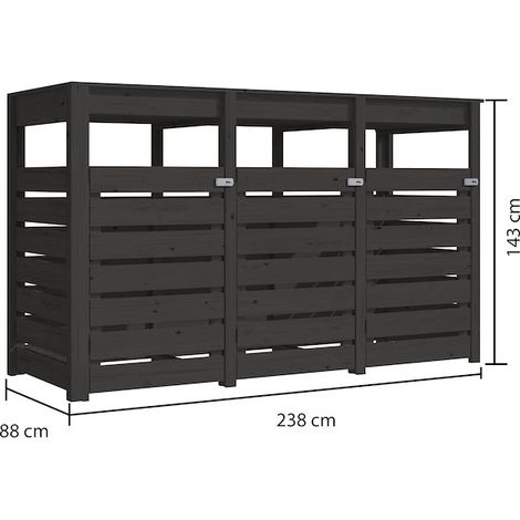 3er Mülltonnenunterstand Anth kein Boden 238x088x143