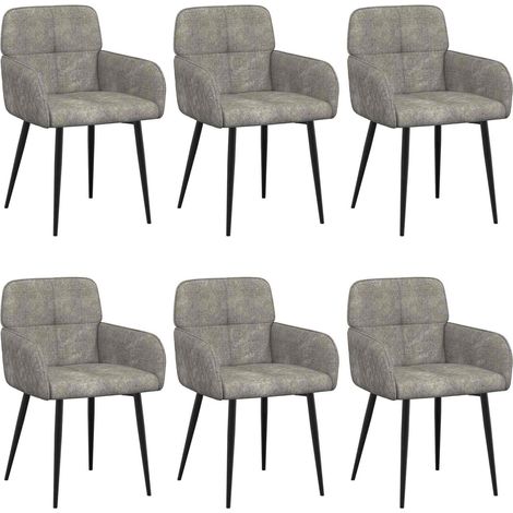 Maison Exclusive - Sedie da pranzo 6 pz Pelle Scamosciata Sintetica Grigio Chiaro (1/5)