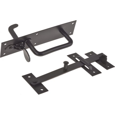 Rs Pro – Loquet Suffolk en acier époxy noir – Simple barre tombante – Pour bois dur et teck – Résistant aux intempéries