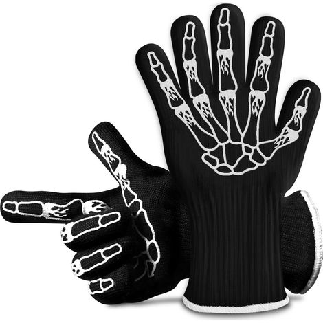 Hitzebeständige Handschuhe – Schutzhandschuhe widerstehen Hitze bis zu 500 °C – Verwendung als Ofenhandschuhe, Topflappen, hitzebeständige Handschuhe zum Grillen – mit 12,7 cm Manschette (1/5)