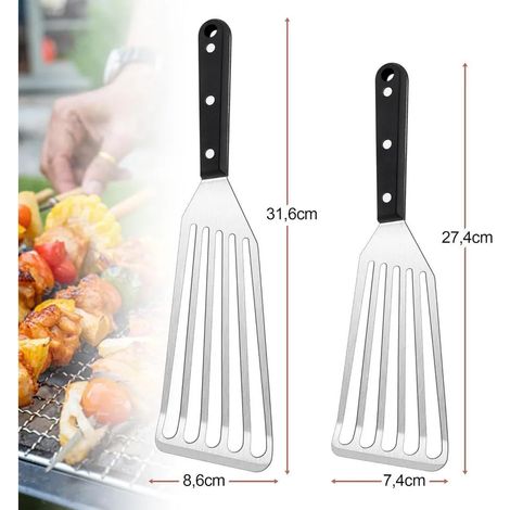 Set di 2 spatole di ricambio in acciaio inox - Spatole da cucina resistenti al calore per pesce, frittura e soffrittura - Ideali come regalo (1/3)