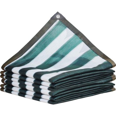 Woven mesh shade sail, 2m x 3m, frost resistant, suitable for plant cover, green and white stripes. (1/4)