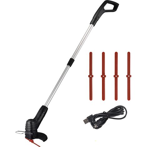 Tondeuse à gazon électrique sans fil, portable et légère, rechargeable par USB, avec coupe-bordures et débroussailleuse. (1/5)
