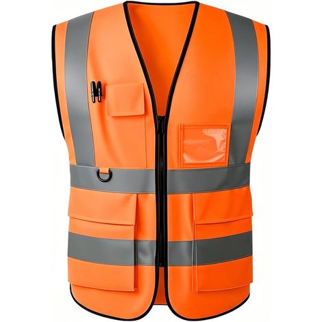 Gilet de Sécurité Haute Visibilité Réfléchissant pour Homme et Femme - Veste de Protection avec Poches et Fermeture Éclair Conforme Normes ANSI/ISEA (1/5)