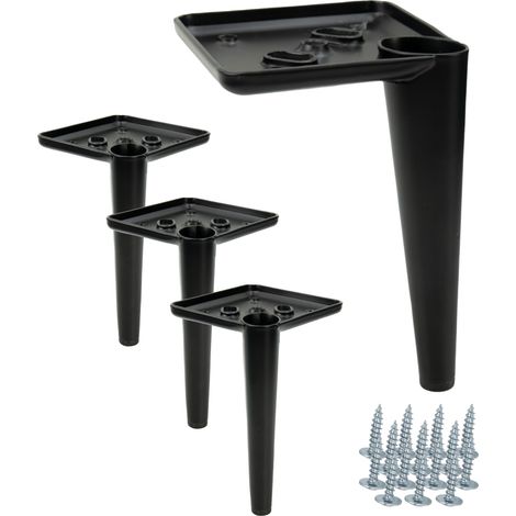 Set di 4 piedini per mobili, a perno, nero opaco, altezza 15 cm (1/5)