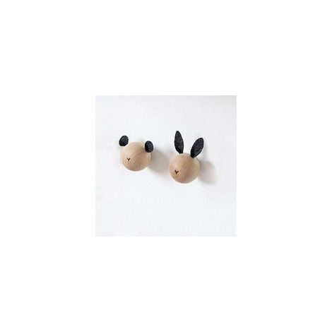 Lot de 2 patères murales en bois design scandinave pour enfant, porte-manteau, décoration moderne – (1/5)