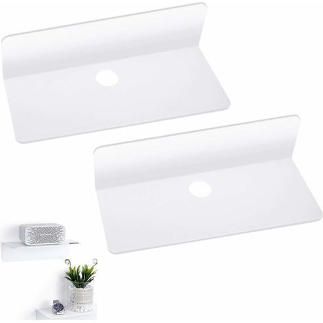Étagère murale flottante Étagère flottante en acrylique Étagère flottante robuste auto-adhésive avec ruban adhésif double face et 4 crochets de câble pour téléphone. clés (lot de 2) (1/5)