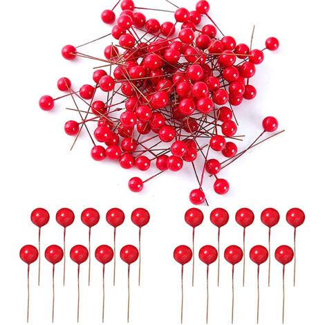100 pièces Baies de Houx artificielles pour décorations Guirlande Faisant des Fournitures décoration de fête de noël (1/5)