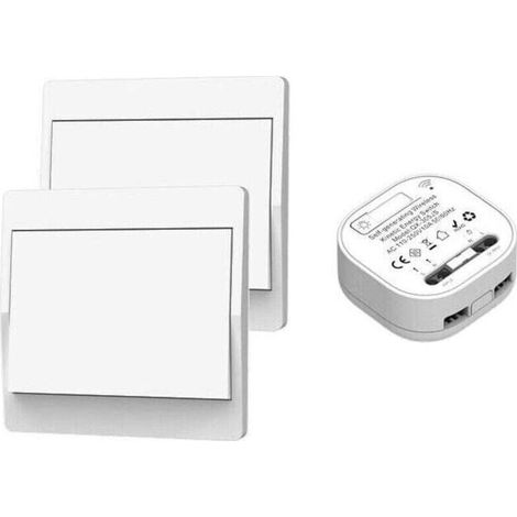 Interrupteur sans Fil, sans Pile, télécommande Murale Va et Vient, Interrupteur Mural Auto alimenté, sans câblage, émetteur pour Panneau Mural (kit à 2 Voies), intérieur extérieur étanche (1/4)