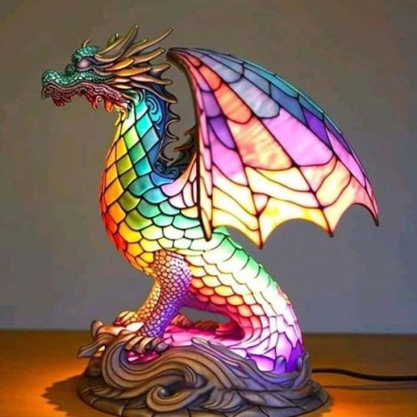 Lampe - Veilleuse Table - Verre Coloré - Design Animal - Vintage - 3D - 1 Pièce (1/5)