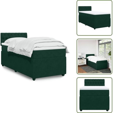 Sommier à lattes de lit avec matelas Vert foncé 100x200 cm - Sommier À Lattes De Lit - Sommiers À Lattes De Lit - Lit - Meuble De Chambre À Coucher (1/5)