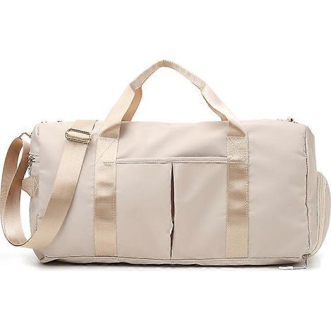 Sac de sport avec compartiment à chaussures, étanche, pour séparer le sec et l'humide (beige) (1/5)
