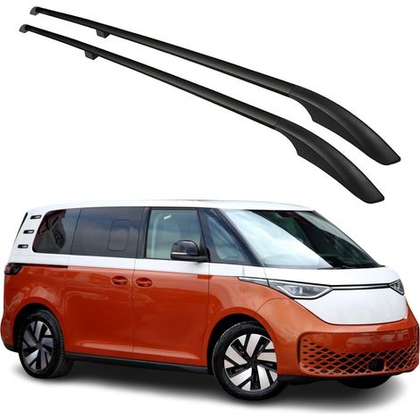 OMAC Barres De Toit Longitudinales pour VW ID.Buzz 2022-2026 L1 court Alu Noir 2X (1/5)